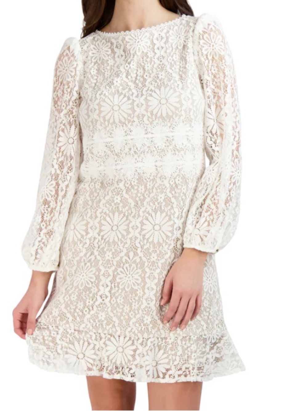 Julia Jordan White Floral Lace Long-Sleeve Dress size 14
